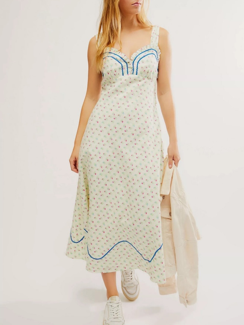 Free people sweet hearts midi floral tie back dress XS - Picture 4 of 12